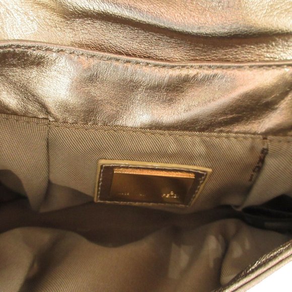 Fendi Zucca pattern 8BK042 Leather Gold Bag Shoulder Pouch 1311FENDI - Picture 5 of 9